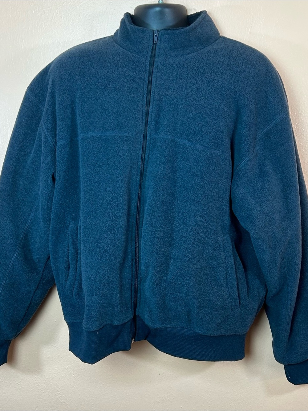 St. John’s Bay Navy Blue Zip Front Fleece Jacket Men L